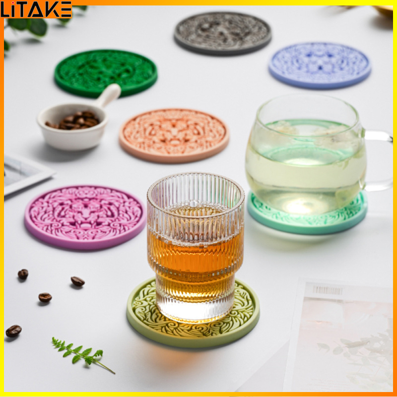 Litake Silicone Coaster Wine Glass Bar Counter Thickened Cup Pad Round Heat Resistant Pot Mat Kitchen Supplies ราคา 36 บาท*ส่งฟรี